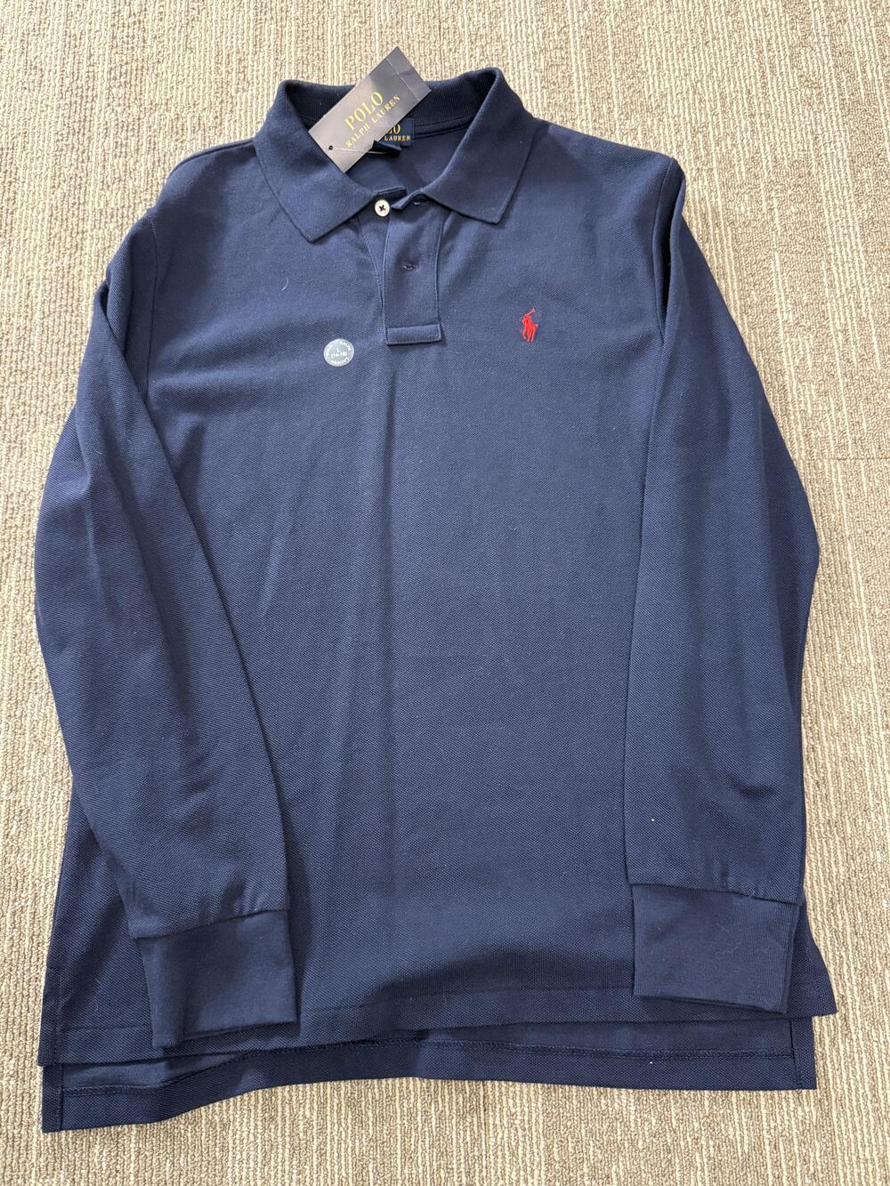 Polo Ralph Lauren Polo Shirt Mens Small Navy Long Sleeve Pique Knit Pony Classic